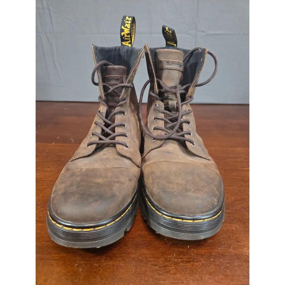 Dr Martens Combs Leather Boots Mens Size 9 Womens 10 Tan Brown Lace Up Ankle